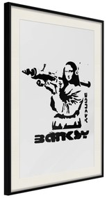 Artgeist Plagát - Mona Lisa with a Bazooka [Poster] Veľkosť: 30x45, Verzia: Zlatý rám s passe-partout