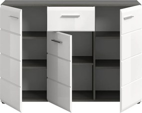 Komoda so zásuvkou Salsa, 120 cm, sivý dub/biely lesk