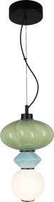 Závesné svietidlo Ascoli, 1x zelené/modré/biele sklenené tienidlo, b