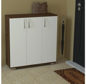 Skrinka na topánky SINEM 93x89 cm hnedá/biela