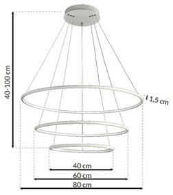 Závesné LED svietidlo Orion, 3x LED 99w, 3000k, w