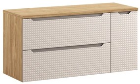 Závesná skrinka pod umývadlo Luxor Beige s doskou 120 cm béžová/dub olejovaný