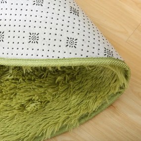 Protišmykový koberec SHAGGY zelený kruh