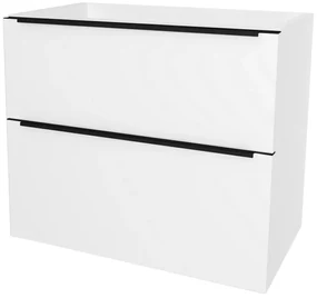 Mereo, Mereo Mailo, kúpeľňová skrinka 81 cm, čierne madlo, Multidecor, Biela vysoký lesk perlička, MER-CN591SBBIEL
