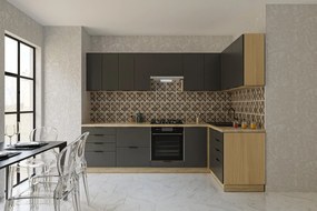 Moderná rohová kuchyňa 280 x 140 CRAF R2, grafit