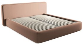 Svetloružová čalúnená dvojlôžková posteľ s úložným priestorom s roštom 180x200 cm Kiana – Makamii