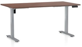 Výškovo nastaviteľný stôl OfficeTech B, 160 x 80 cm, sivá podnož, orech
