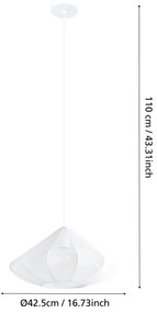 Eglo 43997 - Luster na lanku DOLWEN 1xE27/40W/230V pr. 42,5 cm biela