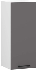 Závesná kuchynská skrinka OLIVIE 30x72 cm matná biela/matná grafitovo šedá