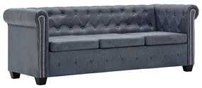 3-miestna pohovka Chesterfield, umelý semiš, sivá 247132