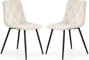 Sada dvoch jedálenských stoličiek MILO zamatové, béžové / čierne nohy (2 ks)