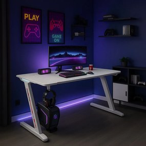 Herný stôl s podsvietením BG04 biely 140 cm