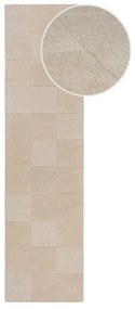 Béžový ručne tkaný vlnený behúň 60x230 cm Checkerboard – Flair Rugs