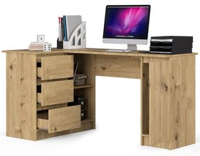 Rohový kancelársky stôl B20 155 cm ľavostranný, dub artisan
