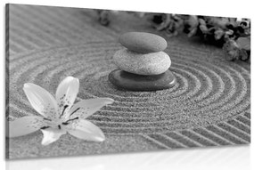 Obraz Zen záhrada a kamene v piesku v čiernobielom prevedení - 60x40