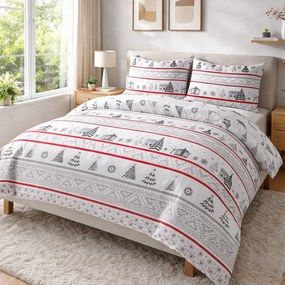 VIANOČNÉ FLANELOVÉ OBLIEČKY FLANELOVE 160X200 CM, 2KS 70X80 CM VZOROVANÉ