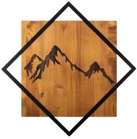 Nástenná dekorácia 54x54 cm hory drevo/kov