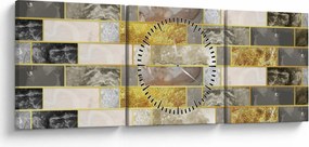 Obraz - Dekor s textúrami (s hodinami) (90x30 cm)