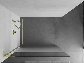 Mexen Kioto L, sprchová zástena Walk-In 120 x 200 cm, 8mm číre sklo-námraza, zlatý lesklý profil,800-120-103-50-35