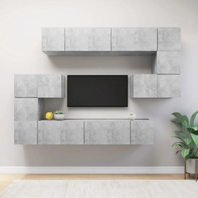 10-dielna súprava TV skriniek betónovo-sivá drevotrieska