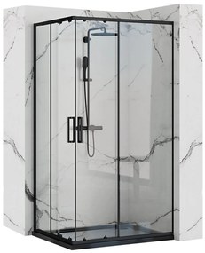 Rea Punto sprchovací kút 100x80 cm štvorcová čierna polomatné/priehľadné sklo REA-K4806