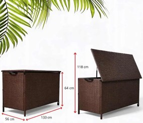 Elegantný záhradný úložný box z technoratanu - hnedý S
