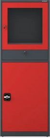 Priemyselná počítačová skriňa s výsuvnou policou, antracitovo-červená, 640x1750x630 mm: STEVE