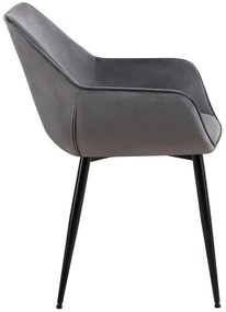 Jedálenská stolička Vessa - zamat - tmavo šedá