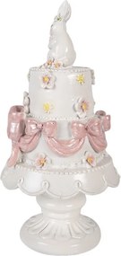 Bielo-ružová dekorácia zajačikovia na torte na podstavci - Ø 15*29 cm