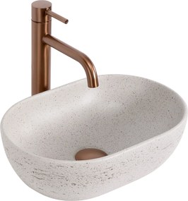 Rea Mira, oválne umývadlo na dosku, 375x255x120mm, béžová-imitácia kameňa, REA-U3224