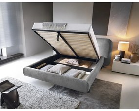 Sivá čalúnená dvojlôžková posteľ s úložným priestorom s roštom 140x200 cm Pointt – ELTAP