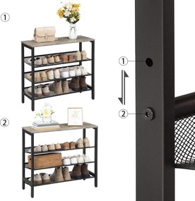 Botník Vasagle Ormio 69 cm černý/šedý