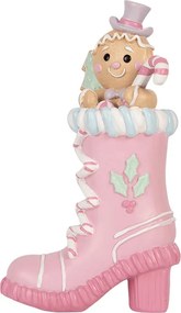 Vianočné dekorácie figúrka ružová topánka s perníčkom Pastel Christmas Chic – 13*9*22 cm