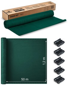 Tieniaca sieť 1,2x50m 140g/m2 + 50 svoriek PLONOS 454111 - zelená