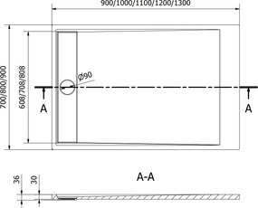Sprchová SMC vanička MEXEN AMON 70x90 cm - biela, 4F107090