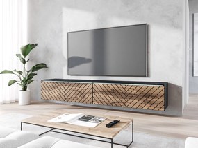 TV skrinka Dlana 180 MDF (čierny grafit + dub wotan) (s bielym LED osvetlením). Vlastná spoľahlivá doprava až k Vám domov. 1106214