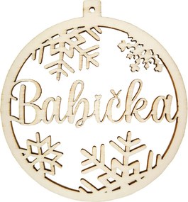 AMADEA Drevená ozdoba koliesko - Babička, 6 cm, český výrobok
