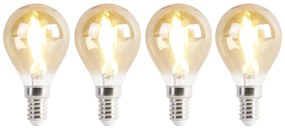 Sada 4 LED žiaroviek E14 P45 zlatá 2W 180lm 2100K