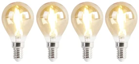 Sada 4 LED žiaroviek E14 P45 zlatá 2W 180lm 2100K