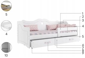 Interbeds Detská posteľ Júlia 160x80 biela + matrac + šuplík