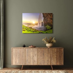 Obraz - Seljalandsfoss spoza vnútra jaskyne (90x60 cm)