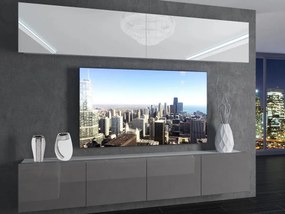 Obývacia stena 200 cm TV/RTV biely lesk sivý lesk  IMP 6/5/W/WS/0/0