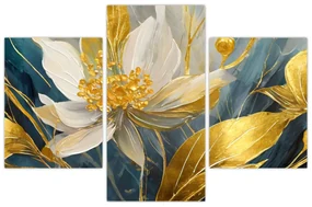 Obraz - Maľba zlatých kvetov (90x60 cm)