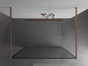 Mexen Kioto, sprchová zástena Walk-In 110 x 200 cm, 8mm sklo čierny vzor, medený matný profil, 800-110-002-65-70