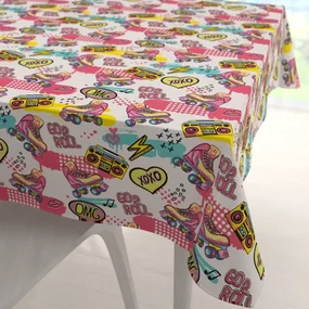 Biante Detský bavlnený štvorcový obrus Sandra SA-604 Ružový retro štýl 140x140 cm