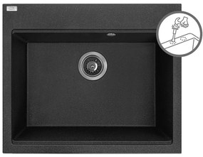 Laveo Tau, 1-komorový granitový drez 600x500x215 mm, čierna, LAV-SBT_7106