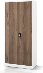 Kovová kancelárska skriňa na dokumenty biela / orech, 900x1950x400 mm: JAN H Eco Design