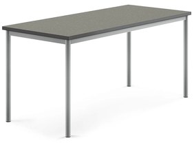 Stôl SONITUS, 1600x700x720 mm, linoleum - tmavošedá, strieborná