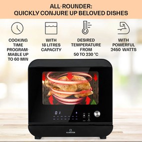 Klarstein Vita Pro, teplovzdušná fritéza s varením v pare, 2450 W, 18 l, 14 programov, 800 ml nádrž na vodu