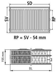 Kermi Therm X2 Profil-kompakt doskový radiátor pre rekonštrukcie 33 554 / 1000 FK033D510